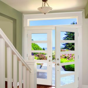 white weston smooth brushed fiberglass front door with sdl