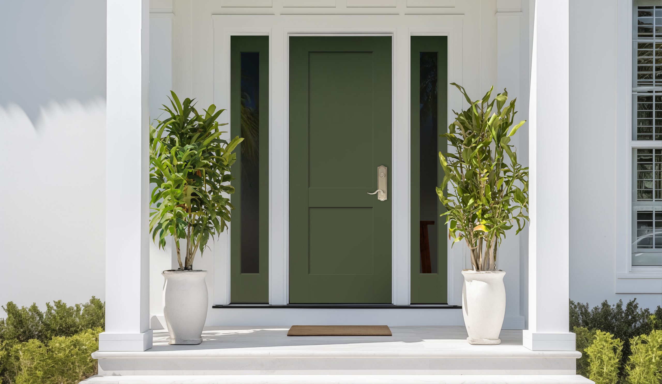 2-panel flat shaker green front door